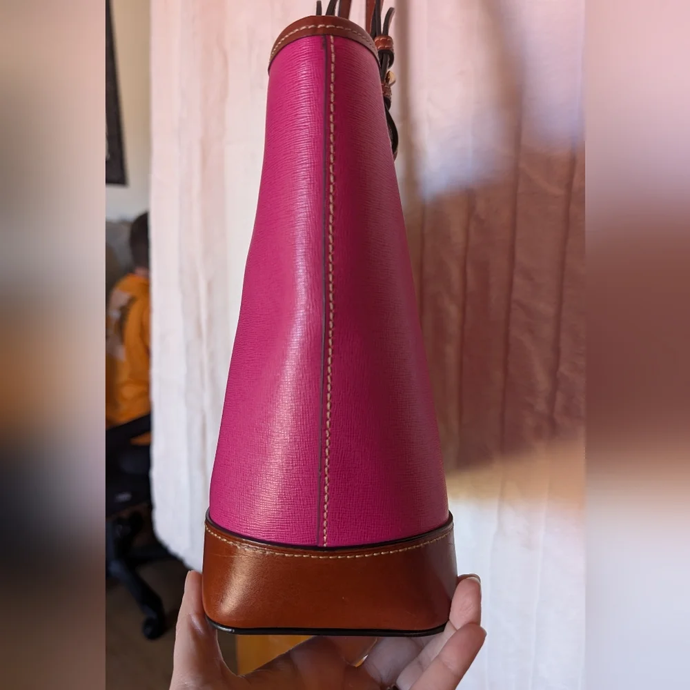 Dooney & Bourke Pink And Brown Leather Leisure Shopper Tote - Picture 6 of 12